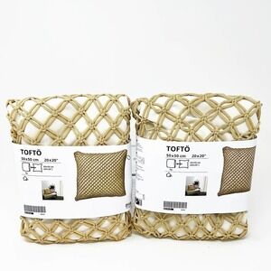 IKEA TOFTO Indoor Outdoor Handmade Beige 20 x 20 Cushion Pillow Cover (2)